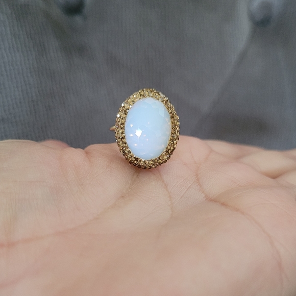 Zeyzey Faceted Opaque Moonstone🌙 Statement Ring - Picture 4 of 15